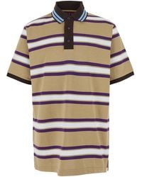 Gucci - Polo Shirt With Logo Imprinted On The Front And All-Over Striped Motif - Lyst