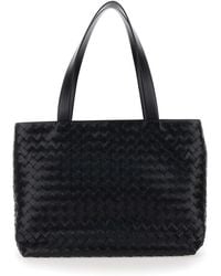 Bottega Veneta - 'Small Intrecciato' Tote Bag With Zip Closure - Lyst