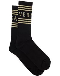 Versace - Black Socks With Logo In Cotton - Lyst