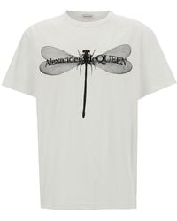 Alexander McQueen - T-shirt libellula in bianco - Lyst