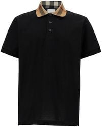 Burberry - Polo 'cody' con motivo check in cotone - Lyst