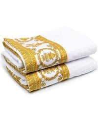 Versace - Towel With Baroque Print Profiles - Lyst
