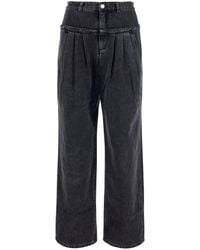 Isabel Marant - 'Iniza' Jeans With Wide Leg And Logo Patch On The Back - Lyst
