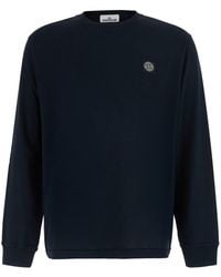 Stone Island - Crew Neck T-Shirt With Logo Patch On The Front - Lyst