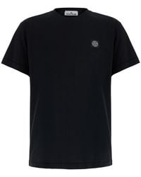 Stone Island - Crew Neck T-Shirt With Logo Patch On The Front - Lyst