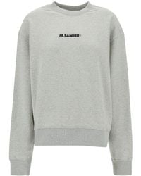 Jil Sander - Crewneck Sweatshirt With Logo Lettering Print - Lyst