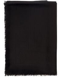 Saint Laurent - Scarf With Jacquard Logo And Fringed Hem - Lyst