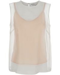 P.A.R.O.S.H. - Silk Blouse With Semi-Transparent - Lyst