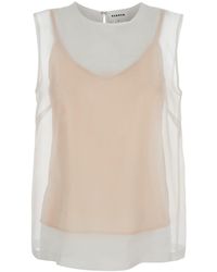P.A.R.O.S.H. - Silk Blouse With Semi-Transparent - Lyst