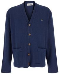 Vivienne Westwood - V-Neck Cardigan With Orb Decoration On The Front - Lyst