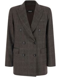 Le Plain - Double-Breasted Blazer With Check Motif And Fabric And U - Lyst