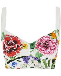 Dolce & Gabbana - Top Con Motivo Floreale All-Over E Spalline Regolabili - Lyst