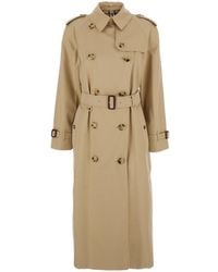 Burberry - Double-Breasted Trench Coat With Waist Belt - Lyst