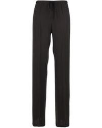 Semicouture - Silk Blend Pants With Elastic Waist And Drawstring F - Lyst