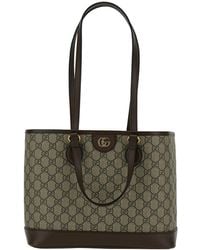 Gucci - 'ophidia' Mini Ed Ebano Tote Bag With Double G In gg Supreme Canvas - Lyst