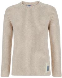 Autry - Crewneck Sweater With Logo Patch - Lyst