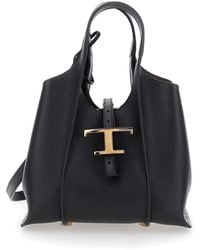 Tod's - Tote Bag With Two Top Handles And Logo Plaque On The Front - Lyst