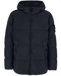 Stone Island - 'Crinkle' Down Jacket With Logo Patch On The Sleeve - Lyst