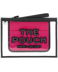 Marc Jacobs - 'The Clear Large Pouch' Fuchsia Pouch With Logo Print - Lyst