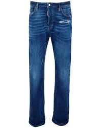DSquared² - Jeans With Ripped Details And Logo Patch On The Back In - Lyst