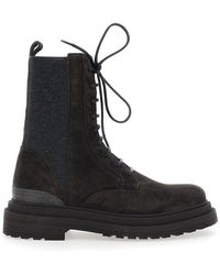 Brunello Cucinelli - Suede Lace-Up Boots - Lyst