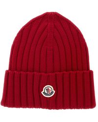 Moncler - Berretto Con Patch Logo Sul Fronte E Tesa Con Risvolto - Lyst
