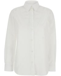 Burberry - 'Ellora' Shirt With Pointed Collar And Tone-On-Tone Embroidered Logo - Lyst