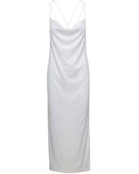 ROTATE BIRGER CHRISTENSEN - Maxi Dress With Draped Neckline And All-Over Paillettes I - Lyst