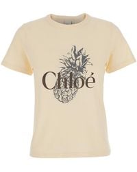 Chloé - Crewneck T-Shirt With Maxi Logo Print On The Front - Lyst