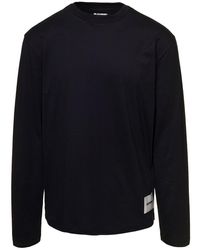 Jil Sander - Set Of Three Long Sleeve T-shirts With Logo Patch In Cotton Man - Lyst