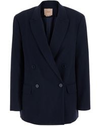 Twinset - Double-Breasted Jacket With Peak Revers - Lyst