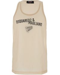 DSquared² - Top 'D2 X Magliano' Smanicato Con Logo Lettering Sul Fronte - Lyst