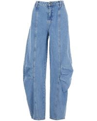 ROTATE BIRGER CHRISTENSEN - Light Jeans With Central Stitching And Logo Patch On The Back - Lyst