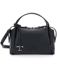 Tod's - Tod's T Plaque Calf Leather Shoulder Bag - Lyst