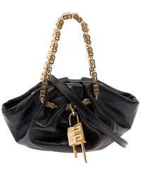 Givenchy Mini borsa a mano 'kenny neo' con lucchetto e catena g cube in pelle nera donna - Nero