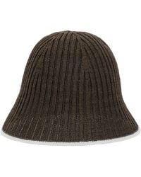 Brunello Cucinelli - Cappello Con Orlo A Contrasto E Lavorazione A Coste - Lyst