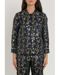 Marni Camicia Pyjama Florale in Jacquard Metallico - Multicolore
