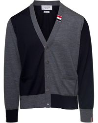 Thom Browne - Fun Mix Jersey Stitch Relaxed Fit V Neck Cardigan - Lyst