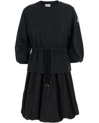 Moncler - Abito Con Vita Elasticizzata E Patch Logo Sulla Manica - Lyst