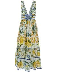FARM Rio - 'Emily' Long Dress With V-Neck And All-Over Floral - Lyst