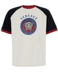 Versace - Crew Neck T-Shirt With Logo Lettering And Medusa Em - Lyst
