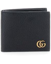 Gucci - Portafoglio bi-fold con logo gg marmont in pelle martellata - Lyst
