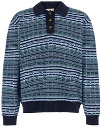 Drole de Monsieur - Sweater With Polo Collar And All-Over Stripes I - Lyst