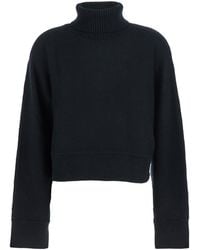 Michael Kors - Turtleneck Cropped Sweater With Logo Plaque On The Rear - Lyst