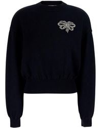 Givenchy - Crew Neck Sweater With Crystals Applied On The Front In - Lyst