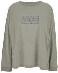 Maison Margiela - T-Shirt Girocollo Con Maniche Lunghe E Logo Stampato S - Lyst