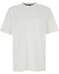 BOSS - T-Shirt With Logo Lettering Embroidery On The Front In - Lyst