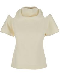 FEDERICA TOSI - Cut Off Sleeves Cady Blouse With Elegant Details - Lyst