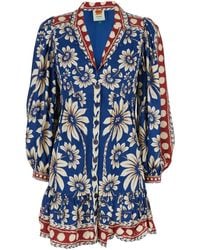 FARM Rio - 'Luna' Mini Dress With V Neck And All-Over Floral Motif - Lyst