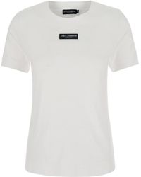 Dolce & Gabbana - T-Shirt With Logo Patch On The Front - Lyst